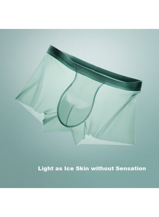 Youkeshu Men's Ice Silk Cool Feeling High Elasticity Breathable Antibacterial Cotton Crotch Thin Seamless Comfortable Square Leg Men's Shorts - Image 2