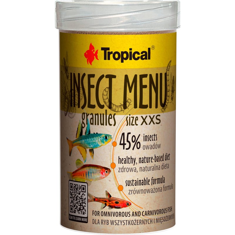 Tropical Insect Menu Sinking Granules XXS Fish Food 64 G/100 Ml- 64013,All Life Stages - Image 1