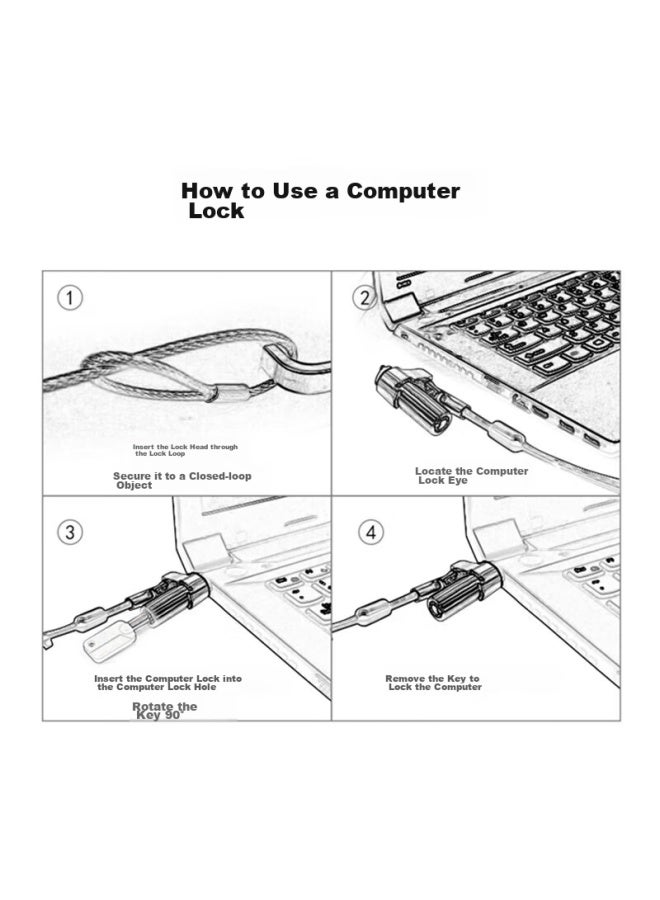 Linkstone Liantuo Hp Laptop Lock, Nano Port Laptop Key Lock, Laptop Security Lock, 2.5*6 Interface, Compatible With Lenovo Thinkpad X Series, Approximately 1.8 Meters - Image 4