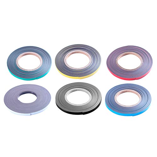 SUVEJK Magnetic Tape Roll Colored Thin Strips - Dry Erase Magnet Whiteboard Graphic Art Tape/ 10mm 33ft Marking Line Magnet Tape(6 Pack Mix Color) - Image 2