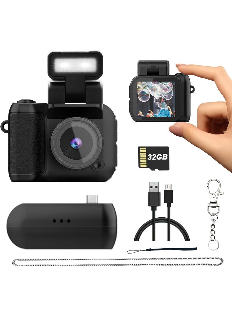 Retro Camera Keychain Built-in 32GB Memory Card Best Choice for Travel Vlog Photography Gifts for Girl - Image 1