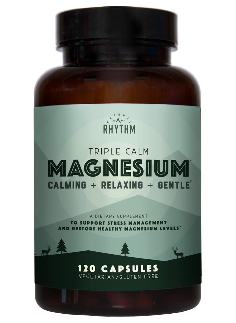 ناتشورال ريزم Triple Calm Magnesium 150 Mg 120 كبسولة مكمل مركب المغنيسيوم مع جليسينات المغنيسيوم 