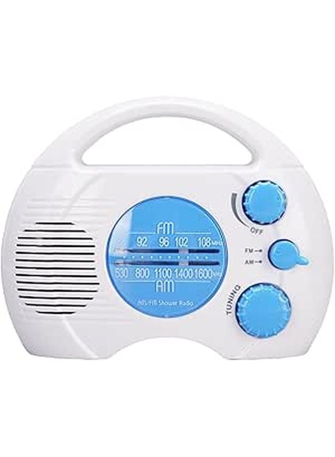 راديو دش محمول مقاوم للماء AM FM مع إضاءة زرقاء LED وحجم قابل للتعديل للاستخدام المنزلي - Image 1