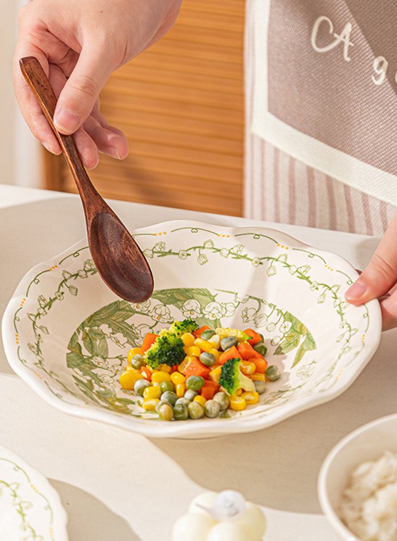 18Pcs Dinnerware Set, Gift Kit, Classic Elegant Ceramic Tableware, Dishwasher & Microwave Safe, Green Flower - Image 5