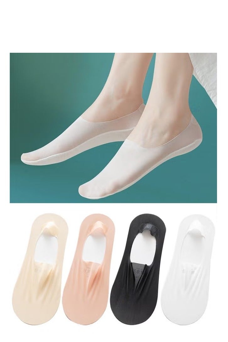 4 Pairs women Invisible socks Non-slip Ice Silk Socks Ice Silk Breathable Socks - Image 1