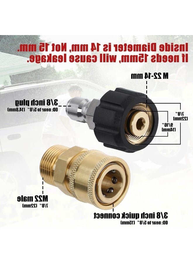 سيوسي مجموعة ادوات غسيل بالضغط سريعة التوصيل من ليولو تول، مجموعة فصل سريع، مجموعة توصيل سريع M22 من 14 ملم الى 3/8 انش، 5000 باوند لكل انش مربع - Image 2