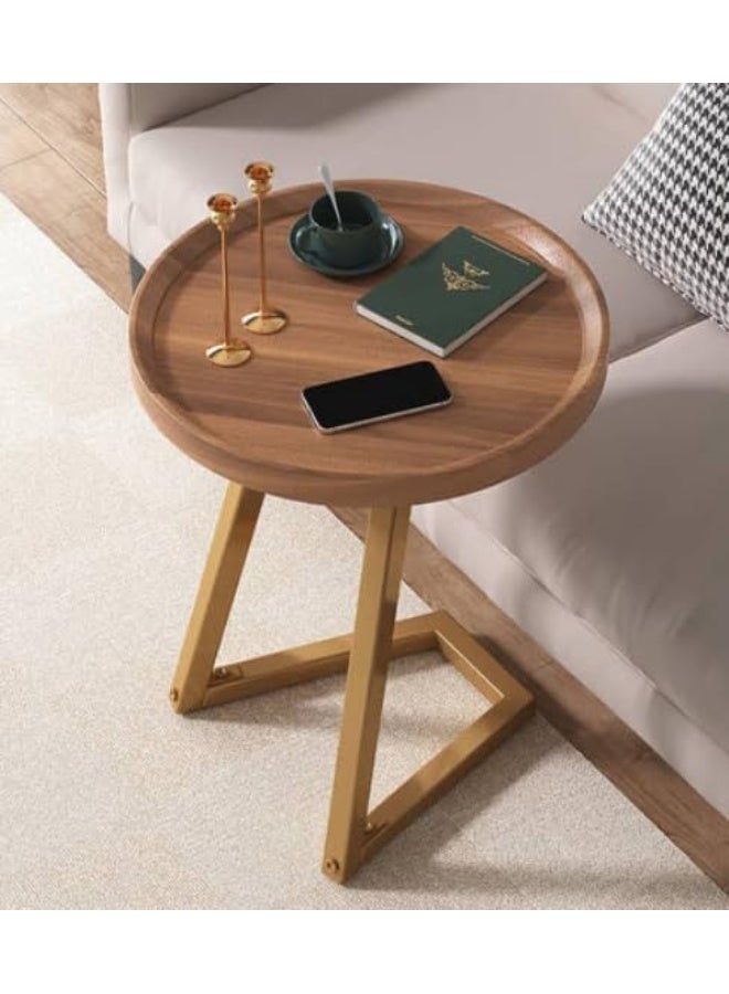 Home Side Tables for Small Spaces, Couch Arm Tray Table for Living Room, Bed, Sofa. End Table Anti-Rust waterproof End Table Anti-Rust waterproof (walnut) - Image 1