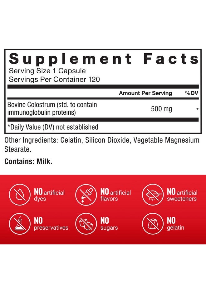 Force Factor مكمل كبسولات كولستروم البقر من FORCE FACTOR مع الغلوبولين المناعي واللاكتوفيرين لدعم صحة الأمعاء والمناعة، خالي من الهرمونات والمضادات الحيوية، مصنوع في الولايات المتحدة الأمريكية، جودة ممتازة، 120 كبسولة - Image 4