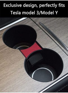 VINSOC Water Cup Slot Slip Limit Clip for 2021 Tesla Model 3/Y ABS Turn Fur (Red)  - Image 2