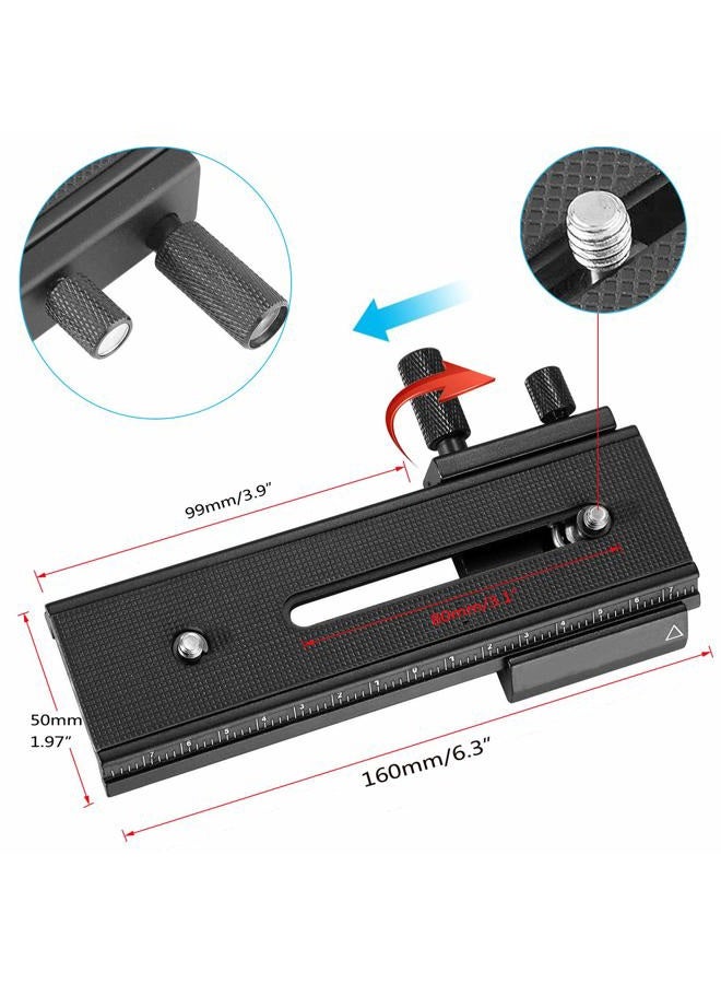 EXMAX 16cm 2 Way Macro Shot Focusing Focus Rail Slider/Close-up Shooting 1/4 Quick Screw Release Mount Camera Flash Support Plate Compatible with Canon Nikon Pentax Olympus Sony - Image 4