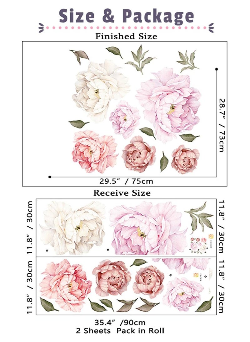 سونسر ملصقات حائط زهور الفاوانيا المائية ملصقات حائط زهرية لغرفة المعيشة - Image 2