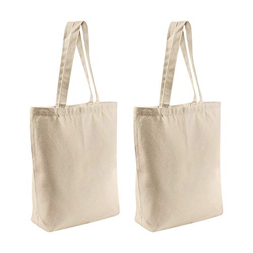 CVNDKN Canvas Tote Bags,2 Pcs Tote Bags Multi-Purpose Reusable Blank Canvas Bags Use For Grocery Bags,Shopping Bags,DIY Gift Bags - Image 1