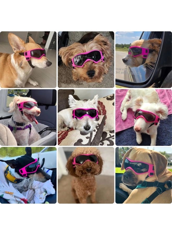 PETLESO Dog Goggles Small Breed, UV Protection Dog Sunglasses Medium Breed Dog Goggles for Medium Dog Outdoor Riding Driving, Medium Pink - Image 2
