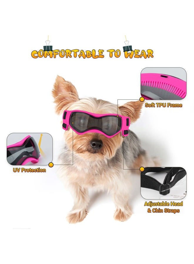 PETLESO Dog Goggles Small Breed, UV Protection Dog Sunglasses Medium Breed Dog Goggles for Medium Dog Outdoor Riding Driving, Medium Pink - Image 3
