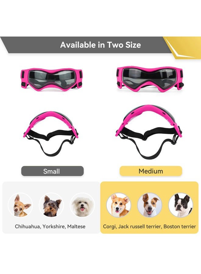 PETLESO Dog Goggles Small Breed, UV Protection Dog Sunglasses Medium Breed Dog Goggles for Medium Dog Outdoor Riding Driving, Medium Pink - Image 4