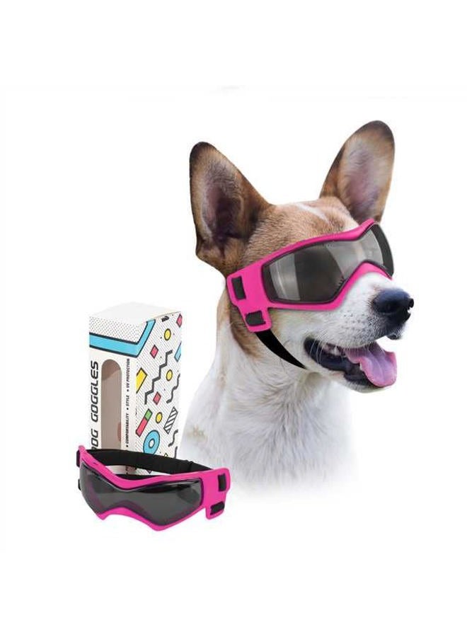 PETLESO Dog Goggles Small Breed, UV Protection Dog Sunglasses Medium Breed Dog Goggles for Medium Dog Outdoor Riding Driving, Medium Pink - Image 1