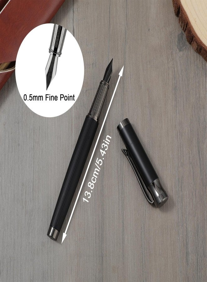 Amaxiu Luxury Metal Pen Set - Fine Nib Fountain Pen with Converter and 10 Black Ink Cartridges for Smooth Writing, Business Office Use (Black) - Image 2
