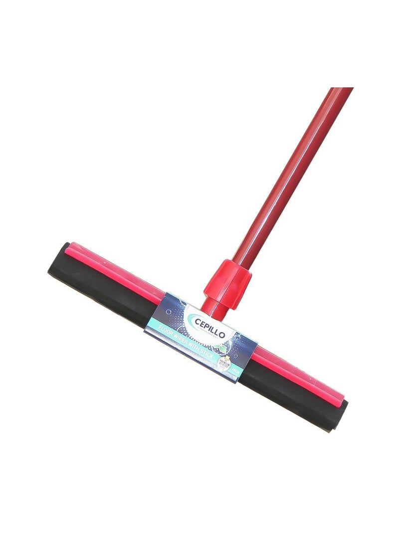 CEPILLO Long Handle brush/Broom With Rubber Bumper +  Floor Wiper With Stick 35cm  Combo RED/BLACK SET OF 2 - Image 4