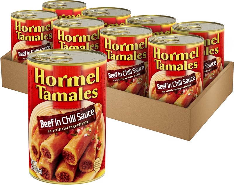 Hormel تاماليس لحم البقر من هورميل في صلصة الفلفل الحار - علب 15 أونصة (8 عبوات) - Image 1