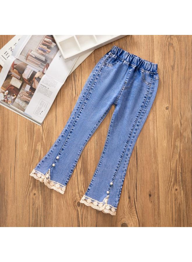 Children's Wear Girls' Jeans Spring And Autumn New Style Big Children's Casual Children's Loose Wide Leg Baby Trumpet Girls' Pants