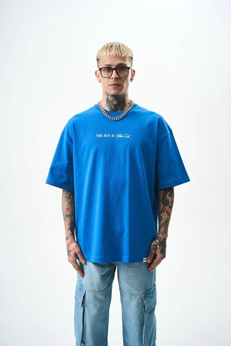 RESPIRE Men's Palm Print Oversize T-Shirt, Blue