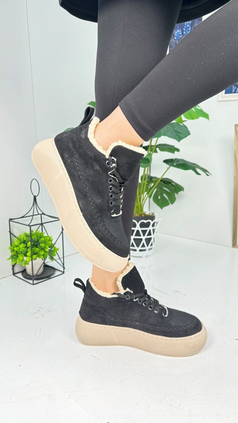 Nstil Casual Women's Boots Lace-Up High Thick-Soled Fur Oval Toe Suede Comfortable Lightweight Bootie 1701  - Image 5