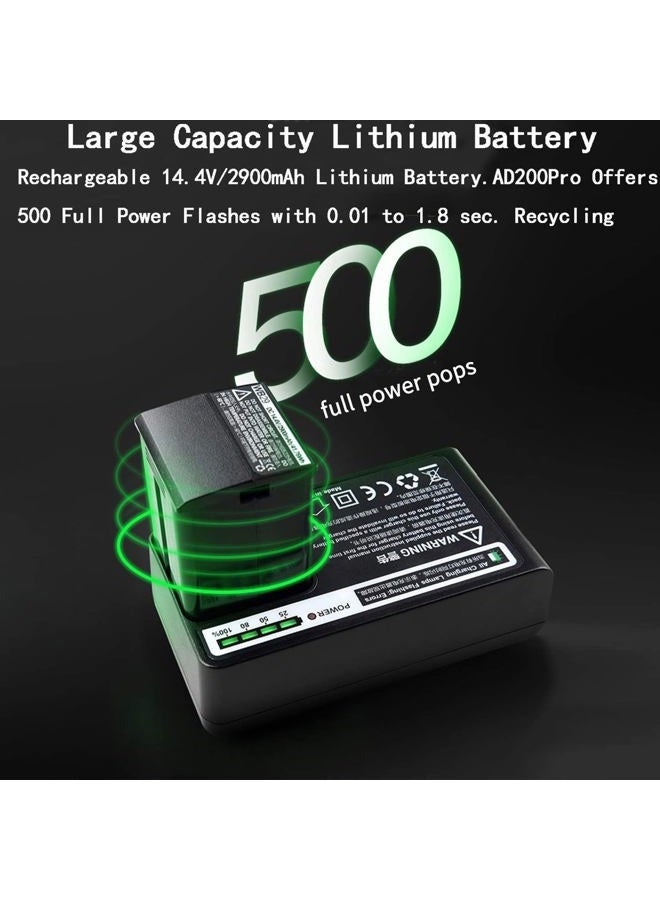 Godox AD200 Pro AD200Pro Pocket Flash Strobe, 200W Strobe Flash Monolight HSS 1/8000s TTL Speedlite, Powerful Li-ion Battery, with Godox XPro-S TTL Wireless Flash Trigger Compatible for Sony Camera - Image 5