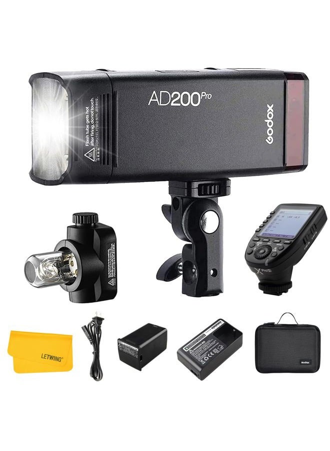 Godox AD200 Pro AD200Pro Pocket Flash Strobe, 200W Strobe Flash Monolight HSS 1/8000s TTL Speedlite, Powerful Li-ion Battery, with Godox XPro-S TTL Wireless Flash Trigger Compatible for Sony Camera - Image 1