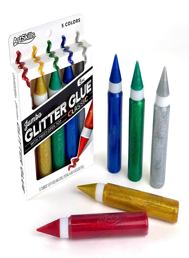 آرت سكيلز أقلام غراء لامعة بألوان قوس قزح منتفخة جامبو من ArtSkills للأعمال اليدوية، عبوة من 5 أقلام، كلاسيكية (PA-1328) - Image 1