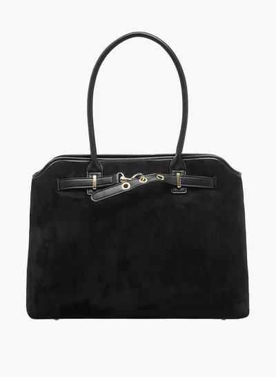 Flora Bella By Shoexpress Solid Tote Bag with Double Handles and Zip Closure
