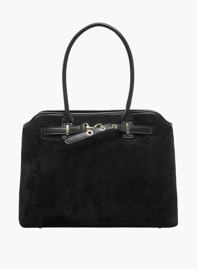 Flora Bella By Shoexpress Solid Tote Bag with Double Handles and Zip Closure