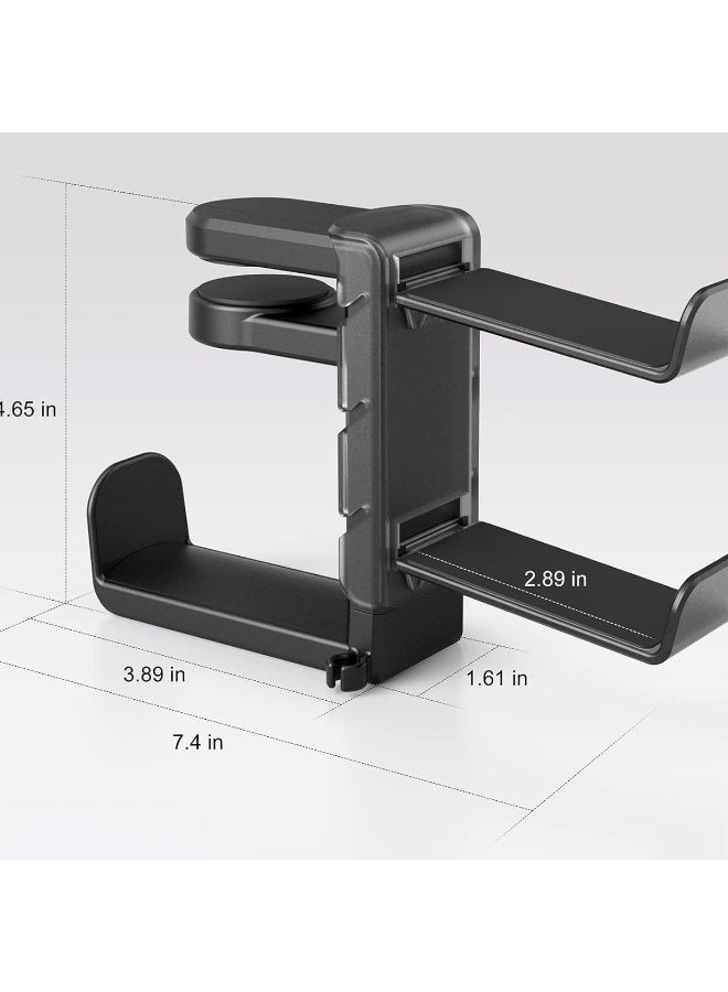 HaHaHai 3-in-1 PC Gaming Headset&Controller Holder - Headphone Stand w/Adjustable Clamp&2 Controller Holder&Rotating Arm&Cable Organizer, Universal PC Gaming Accessory Controller Headset Stand-White  - Image 4