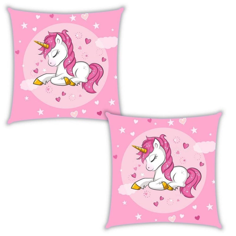 pepme Unicorn Printed Cushion Cover Set Jute 12x12 inches Set of 2 