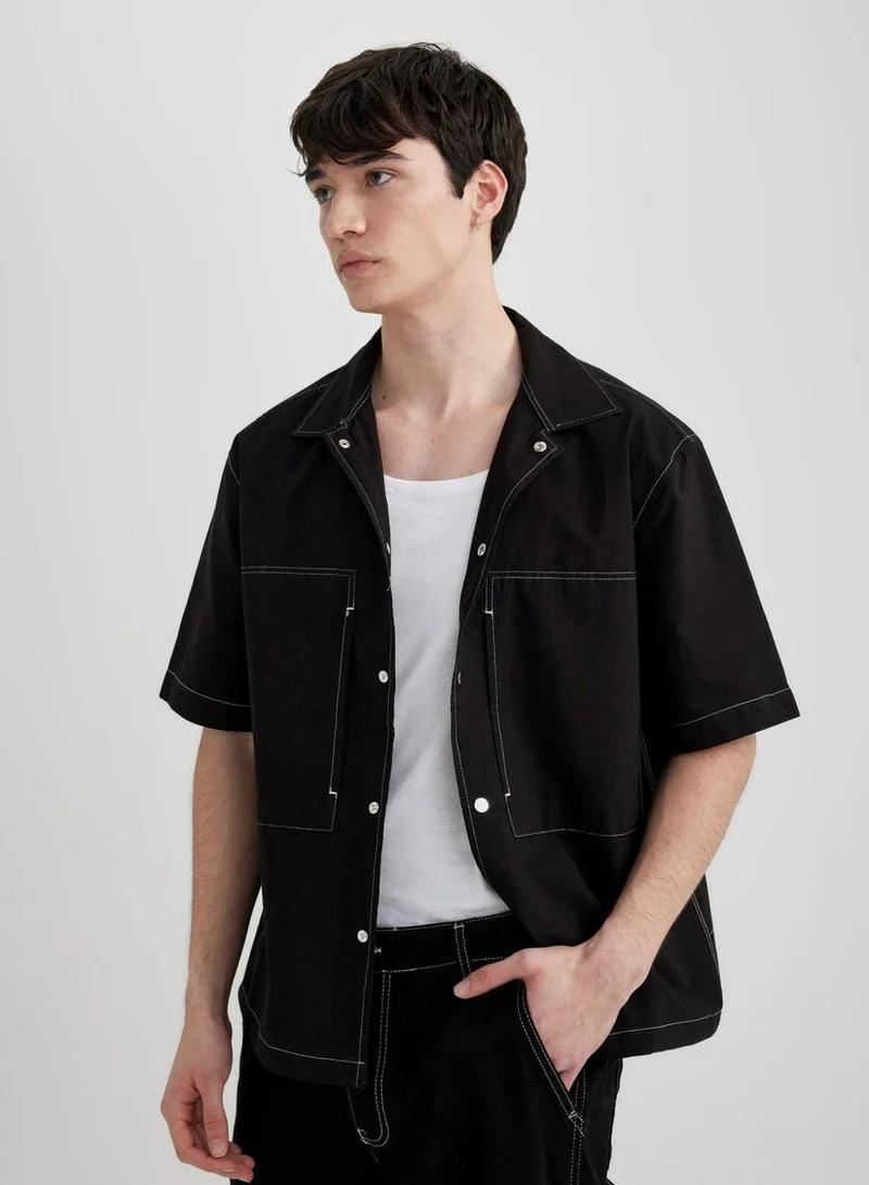 DeFacto  Relax Fit Cotton Short Sleeve Shirt for Men | Best Price UAE