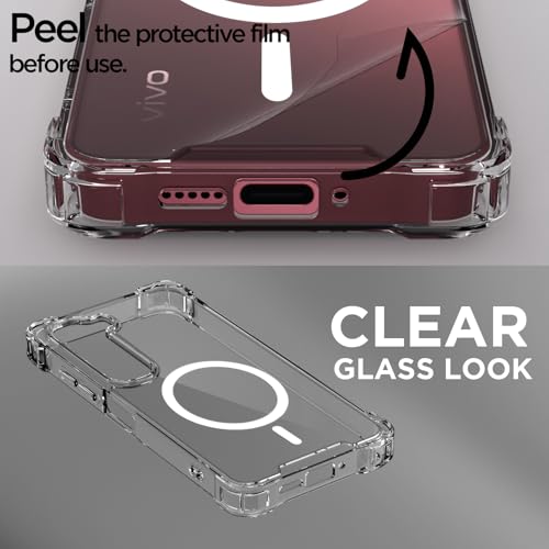 Pikkme غطاء خلفي Pikkme لهاتف Vivo Y31 5G مع دعم مغناطيسي مقاوم للصدمات من PC + TPU (شفاف مغناطيسي) - Image 3