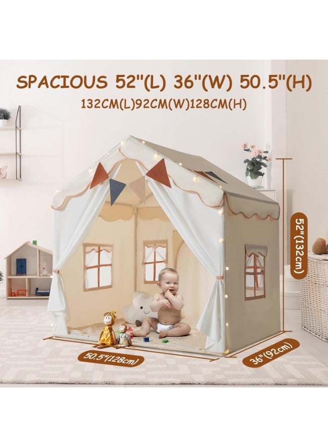 Stanew Large Kids Play Tent House, Kids Tent Foldable for Aged 3-15 Boys Girls Castle Tent Indoor Outdoor(Adults Can Also Enter), Contain Star Light, Flag, padded mats, Teepee Tent 132*92*128cm - Image 2