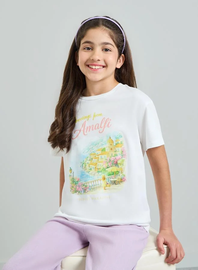 Styli Teen Girls Graphic Print Oversized T-Shirt