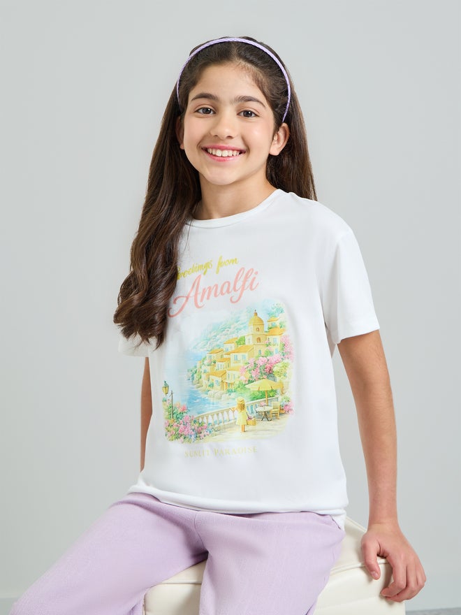 Styli Teen Girls Graphic Print Oversized T-Shirt - Image 1