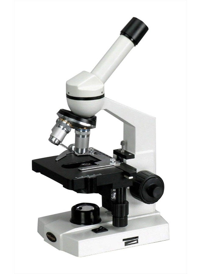 AmScope M220 Monocular Compound Microscope, WF10x Eyepiece, 40x-400x Magnification, Tungsten Illumination, Brightfield, 1.25 NA Abbe Condenser, Coaxial Coarse and Fine Focus, Mechanical Stage, 110V  - Image 1