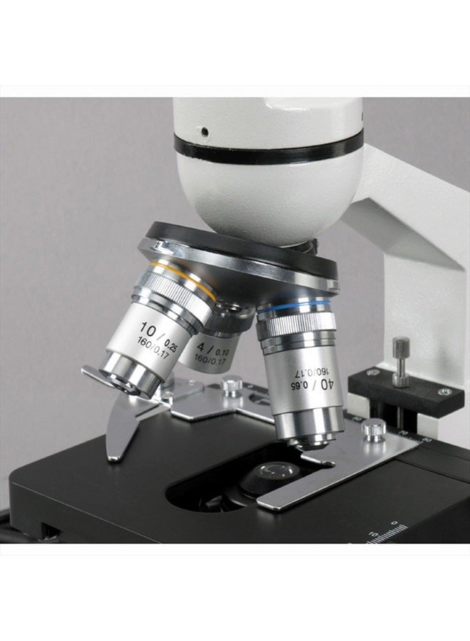 AmScope M220 Monocular Compound Microscope, WF10x Eyepiece, 40x-400x Magnification, Tungsten Illumination, Brightfield, 1.25 NA Abbe Condenser, Coaxial Coarse and Fine Focus, Mechanical Stage, 110V  - Image 2