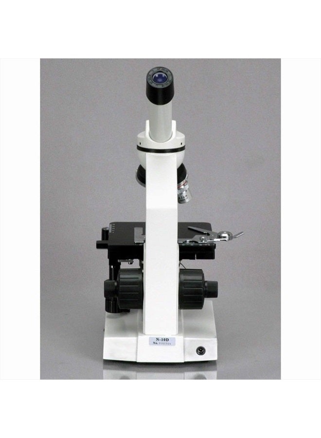 AmScope M220 Monocular Compound Microscope, WF10x Eyepiece, 40x-400x Magnification, Tungsten Illumination, Brightfield, 1.25 NA Abbe Condenser, Coaxial Coarse and Fine Focus, Mechanical Stage, 110V  - Image 4