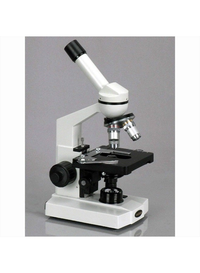 AmScope M220 Monocular Compound Microscope, WF10x Eyepiece, 40x-400x Magnification, Tungsten Illumination, Brightfield, 1.25 NA Abbe Condenser, Coaxial Coarse and Fine Focus, Mechanical Stage, 110V  - Image 3