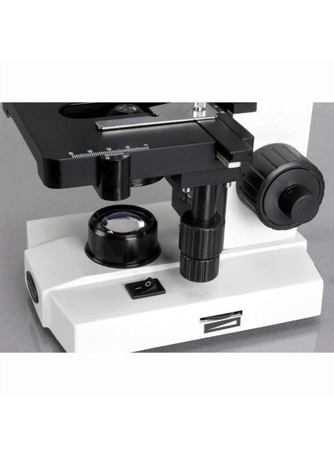 AmScope M220 Monocular Compound Microscope, WF10x Eyepiece, 40x-400x Magnification, Tungsten Illumination, Brightfield, 1.25 NA Abbe Condenser, Coaxial Coarse and Fine Focus, Mechanical Stage, 110V  - Image 5