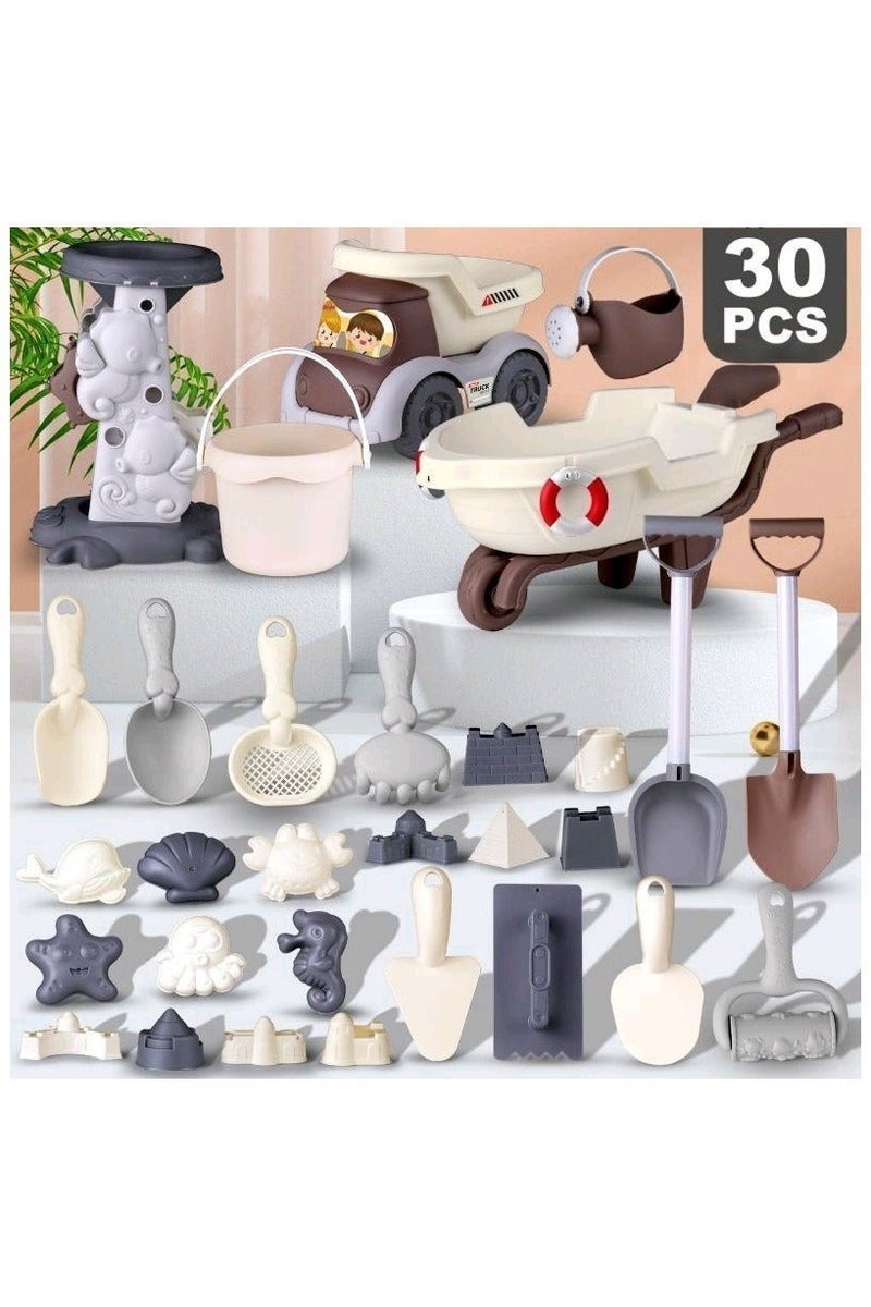 JAYATO 30-piece children's beach toy set for digging, playing in water, outdoor beachcombing, gardening, and space-themed toys with jujube seeds and sand. - Image 1