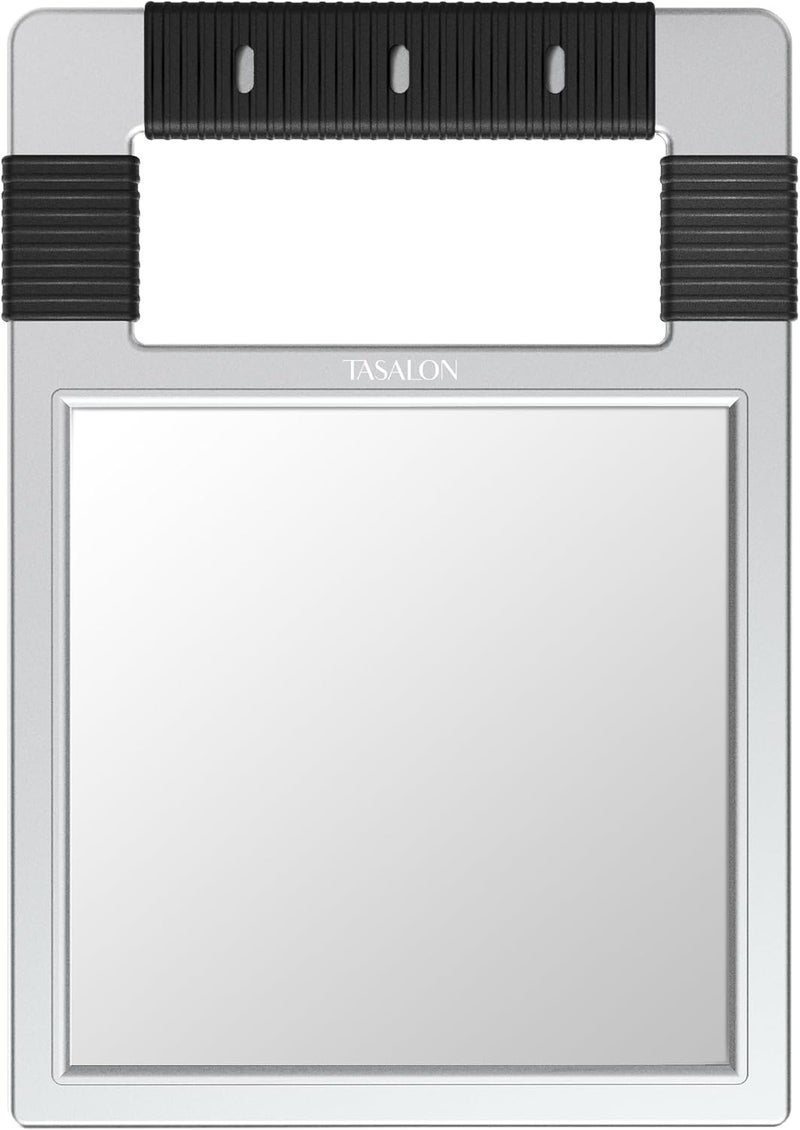 TASALON TASALON Unbreakable Hand Mirror, Silver, Rectangular, Tabletop Mount, ABS Frame, Handheld Mirror for Barber, Salon, Makeup, Shower 