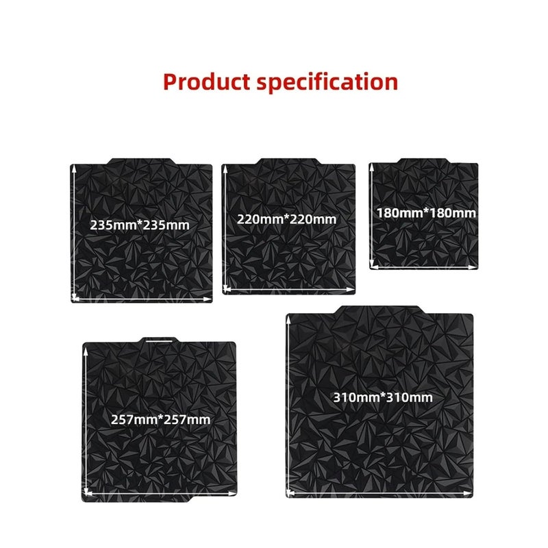 لوحة بناء مغناطيسية من الفولاذ الزنبركي المزدوجة الجوانب PEI PEO ملساء مقاس 180x180 مم لطابعات Ender 3 و5 وCR10 و20 - Image 2