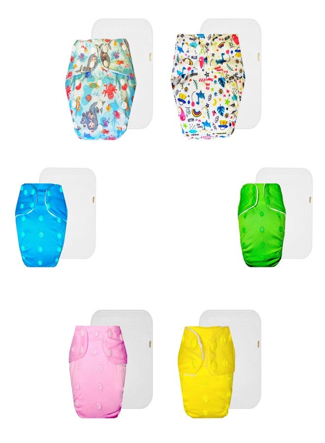 Dumbledo Premium Cloth Diaper with Cotton Insert (Pack of 6) | Dry Feel and Comfortable | Leakproof | Easy to Clean | Perfect for Indian Summers | 3 Months - 3 Years | Unisex Baby - Image 1