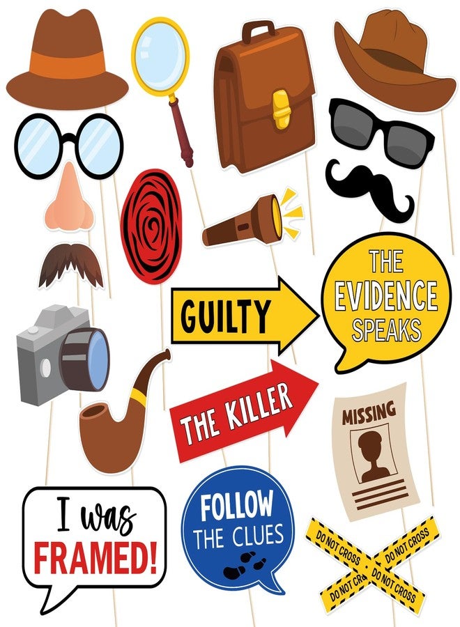FOZEE Detective Photo Booth Props - Detective Party Decorations - True Crime Party Props - 20Pcs - Image 1