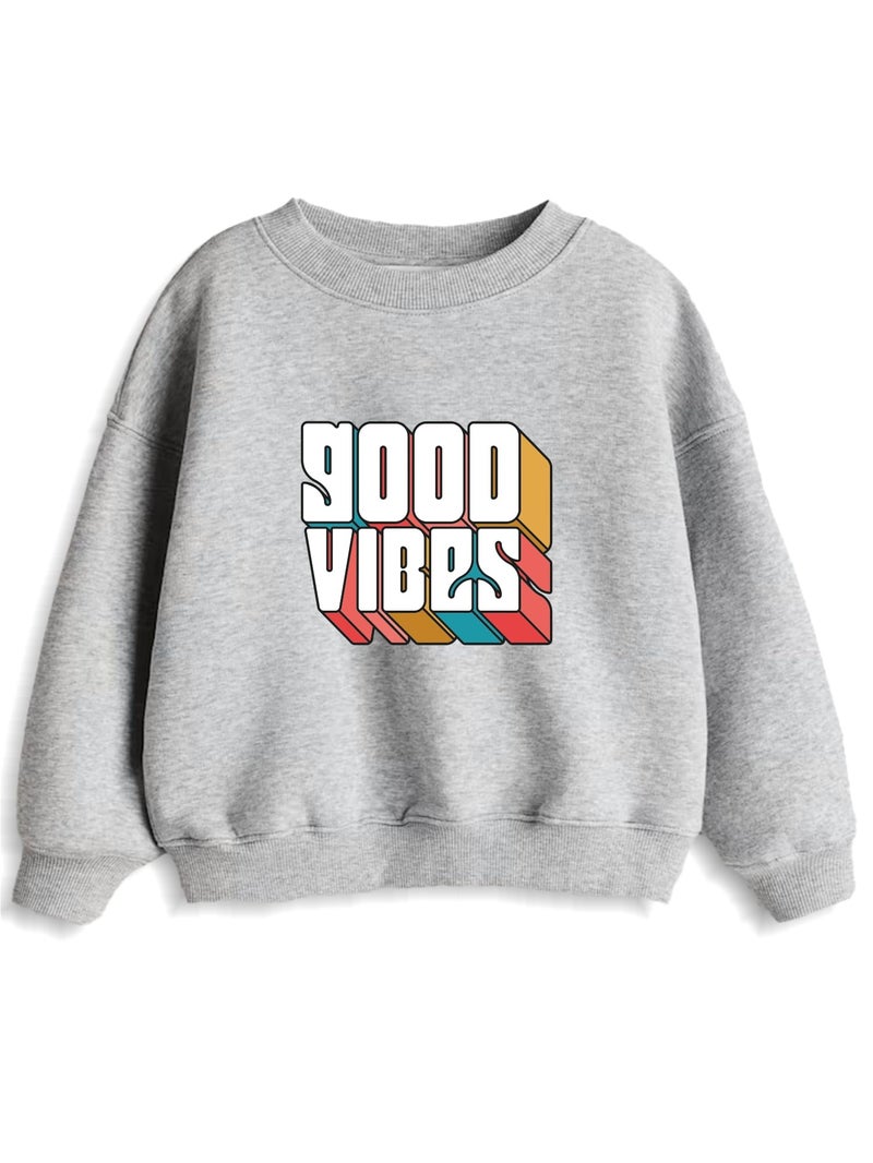 minicult Cotton Blend Full Sleeves Sweatshirt for Kids with Fun Prints(Good Vibes)(Pack of 3)(2-3 Years), Regular, Crew Neck, Multicolour - Image 4