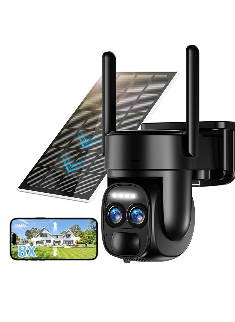 ASIV 4K 8MP Solar Wireless Security Camera | 360° PTZ + Dual Antennas + PIR Human Tracking | Spotlight Alarm, Color Night Vision, Outdoor Home Monitoring Device  - Image 1